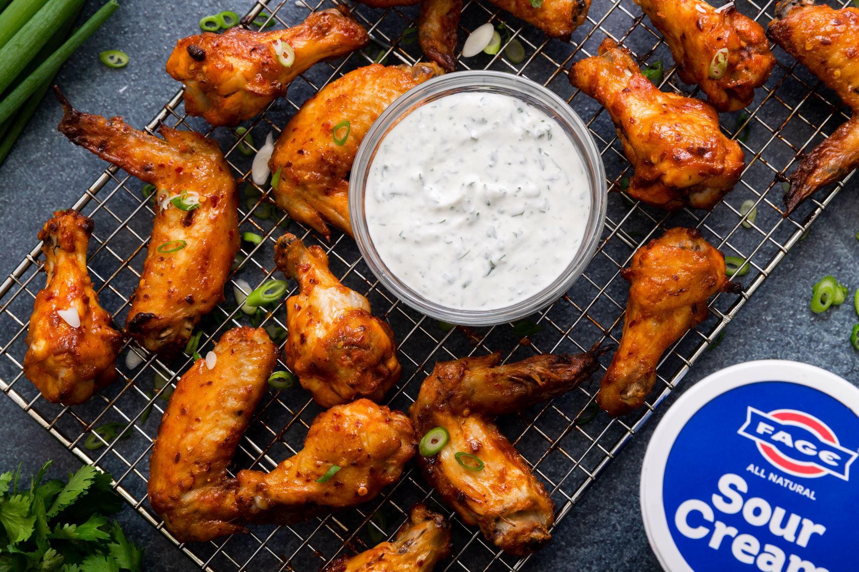 Sweet & Spicy Chicken Wings with FAGE Sour Cream