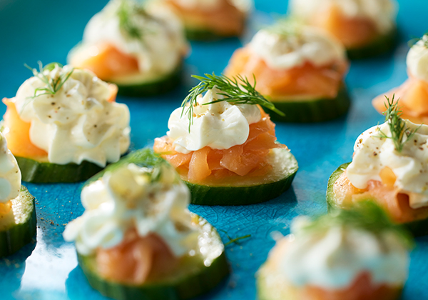 Salmon Cucumber Bites with Yogurt Dill Spread | FAGE Yogurt