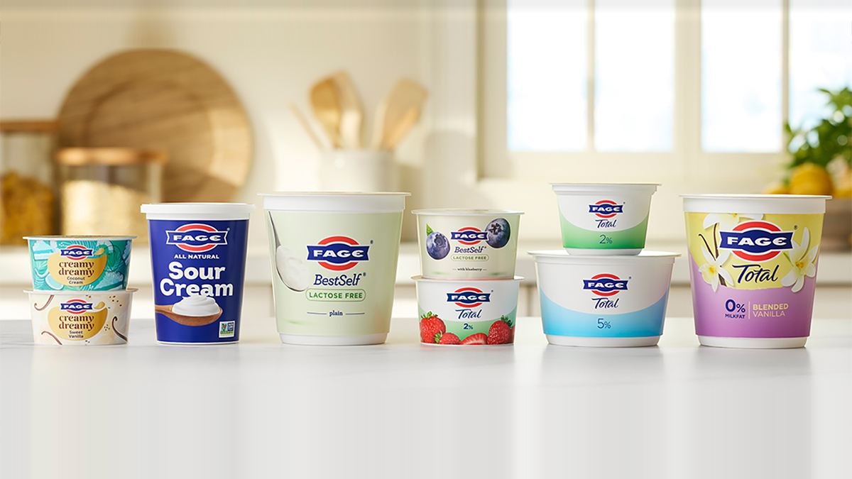 FAGE Creamy Dreamy, BestSelf, Sour Cream, Total, Total Blended, Split cup