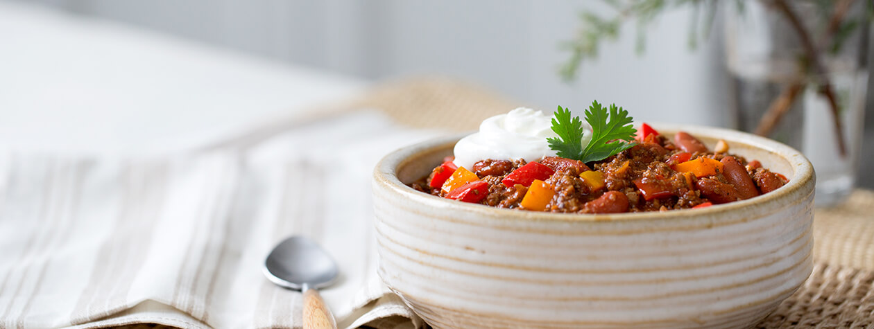 Turkey Chili Garnished with FAGE Total