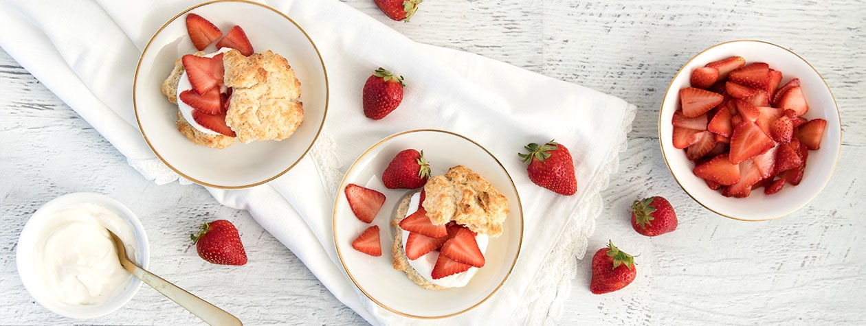 Strawberry Shortcake Drop Biscuits with Greek Yogurt