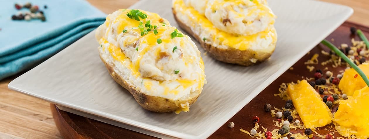 Cheddar and Chive Stuffed Potato with FAGE Total