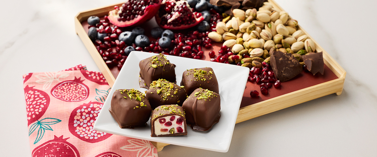 Pistachio Pomegranate Frozen Yogurt Bonbons