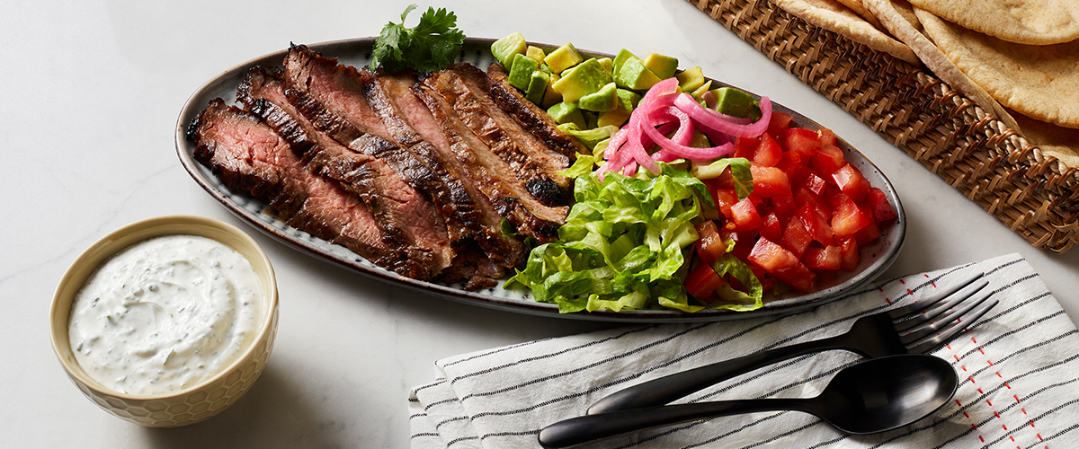 Marinated Flank Steak with Herbed Sour Cream