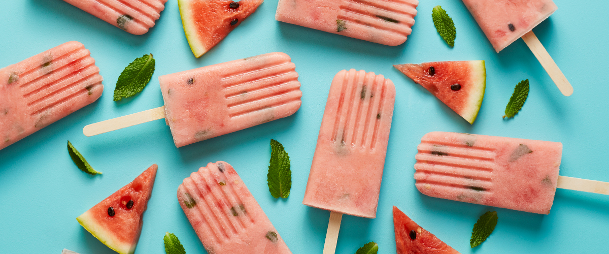 Watermelon Mint Frozen Yogurt Popsicles