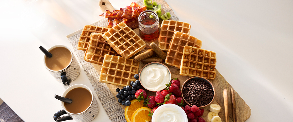 Yogurt Waffles with Maple Yogurt Sauce Board