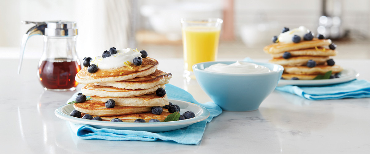Blueberry-Banana Pancakes with FAGE Total Greek Yogurt