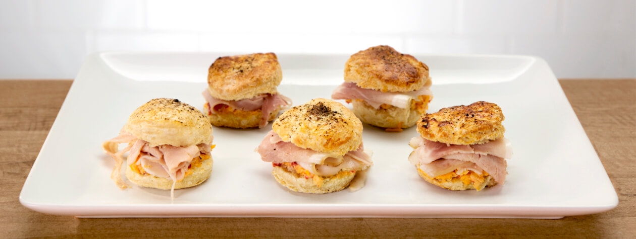 Black Pepper Yogurt Biscuits with Pimento Cheese, Country Ham and FAGE Total