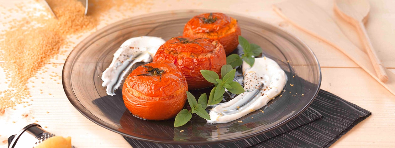 Couscous-Stuffed Tomatoes and Spearmint Sauce with FAGE Total