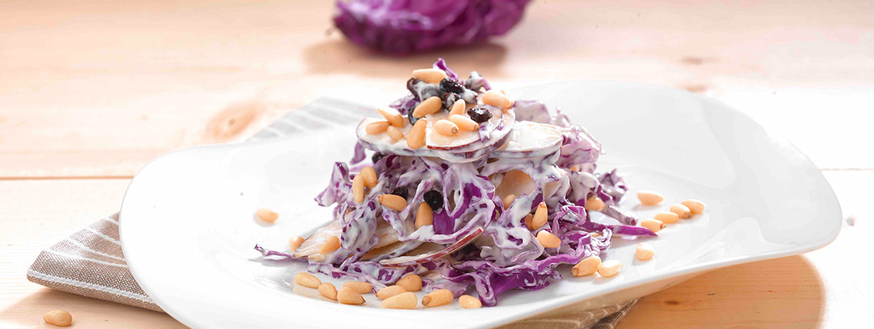 Red Cabbage Salad and Mustard Dressing with FAGE Total