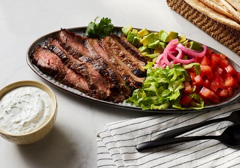 Marinated Flank Steak with Herbed Sour Cream