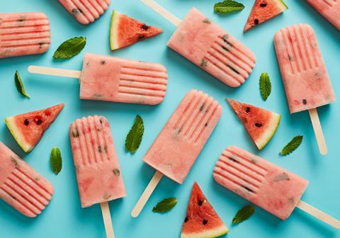 Watermelon Mint Frozen Yogurt Popsicles
