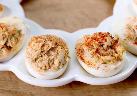 Deviled Eggs with Crab, Poppy Seeds and FAGE Total
