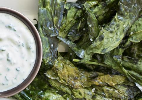 Kale Chips and Fresh Herb Dip with FAGE Total